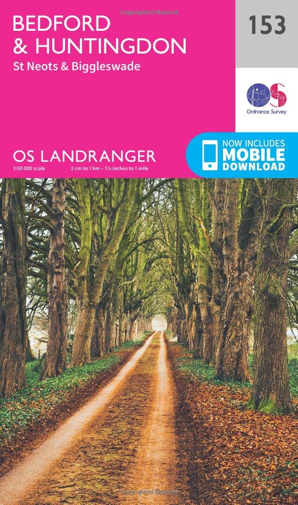 Bedford & Huntingdon Map | St Neots & Biggleswade | Ordnance Survey | OS Landranger Map 153 | England | Walks | Cycling | Days Out | Maps | Adventure