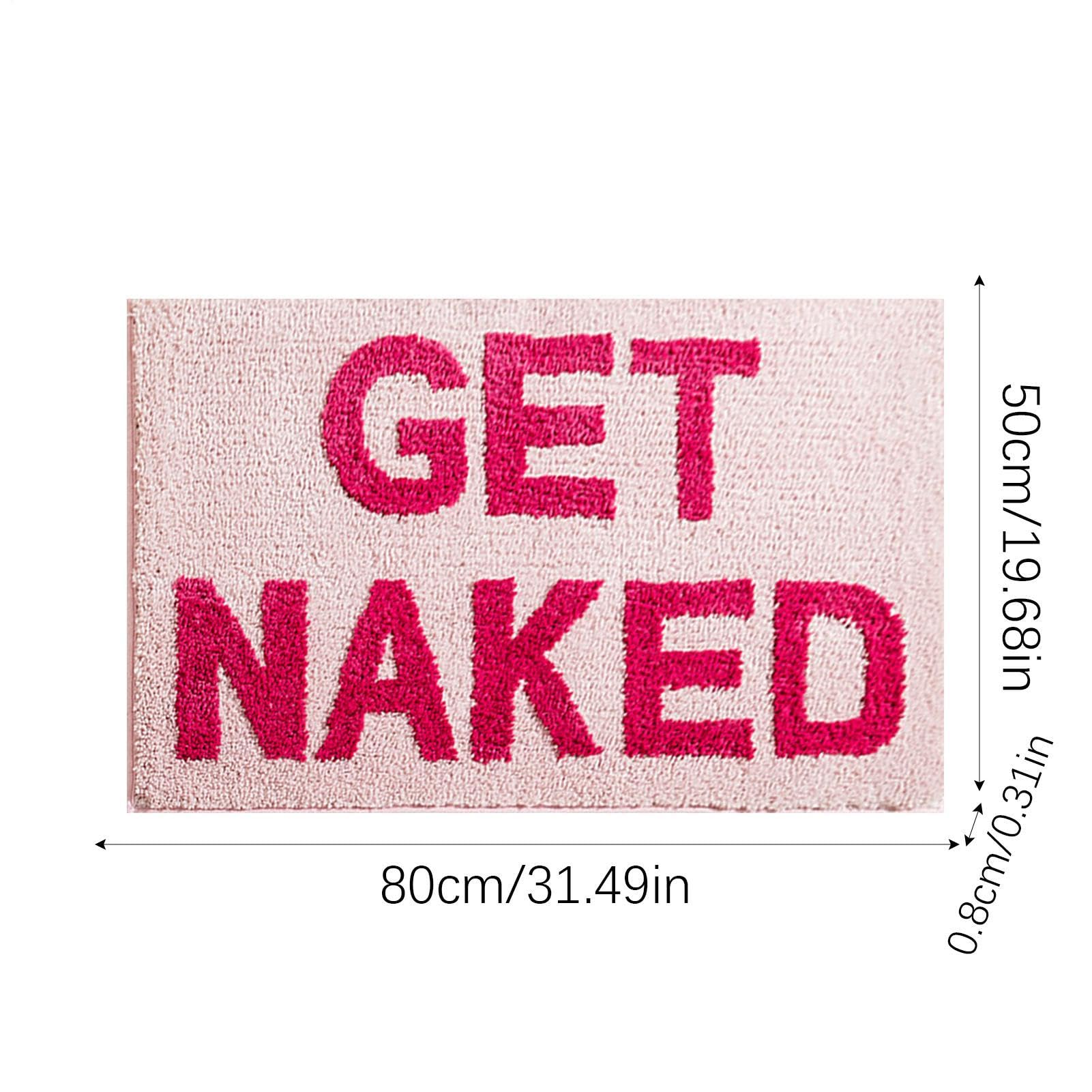 Generisch Get Naked - Set di tappetini da bagno in poliestere, 50 x 80 x 0
