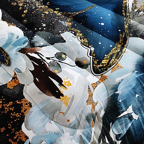 Miniatura 7 de Juego de edredón de mariposa de mármol, tamaño Queen para niños y adultos, color negro, blanco, dorado, estampado de mármol abstracto, juego de cama