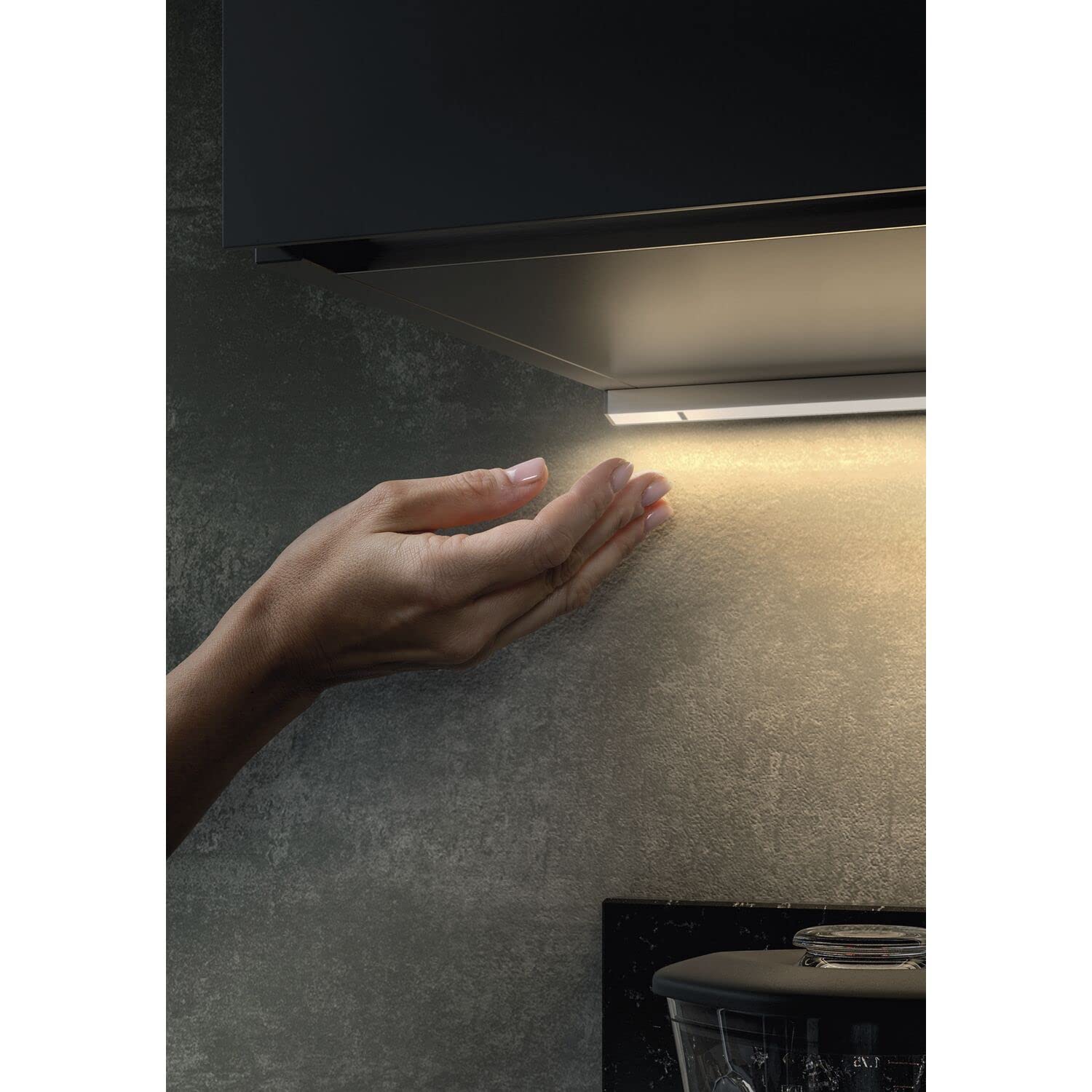 L&S LED Unterbauleuchte Lugano mit IR Sensor, Led Lichtleiste 600mm, Küchen Beleuchtung, Led Küchenunterbauleuchte DualColor, 12V - 6,8W, Alu Kunststoff eloxiert grau