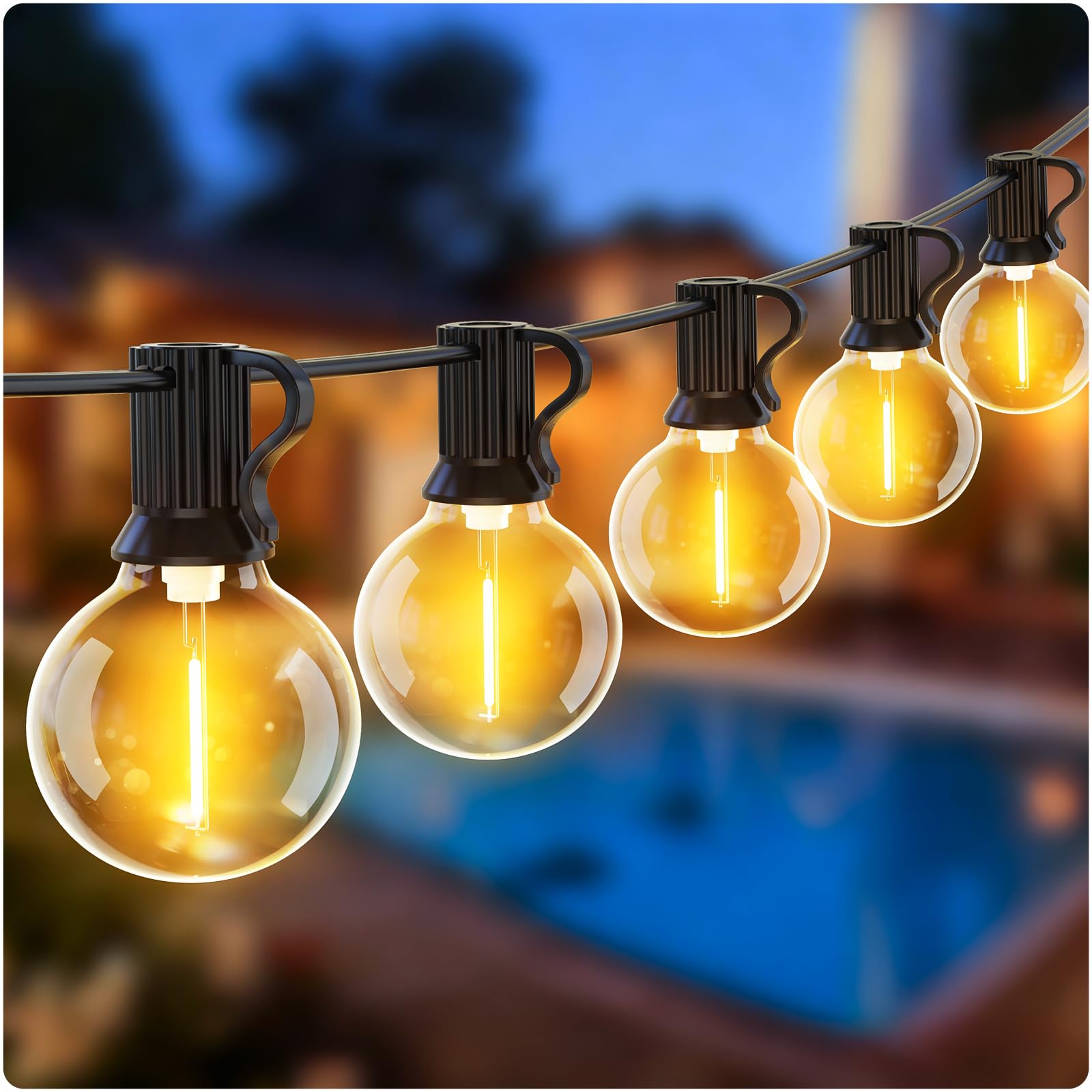Evxfg Warm White Outdoor Garden String Lights Mains-Powered - 30M Festoon Lighting Gazebo Lights Outside Waterproof Electric Led G40 Bulb Shatterproof Pergola Patio Backyard Porch Terrace Indoor Partylight