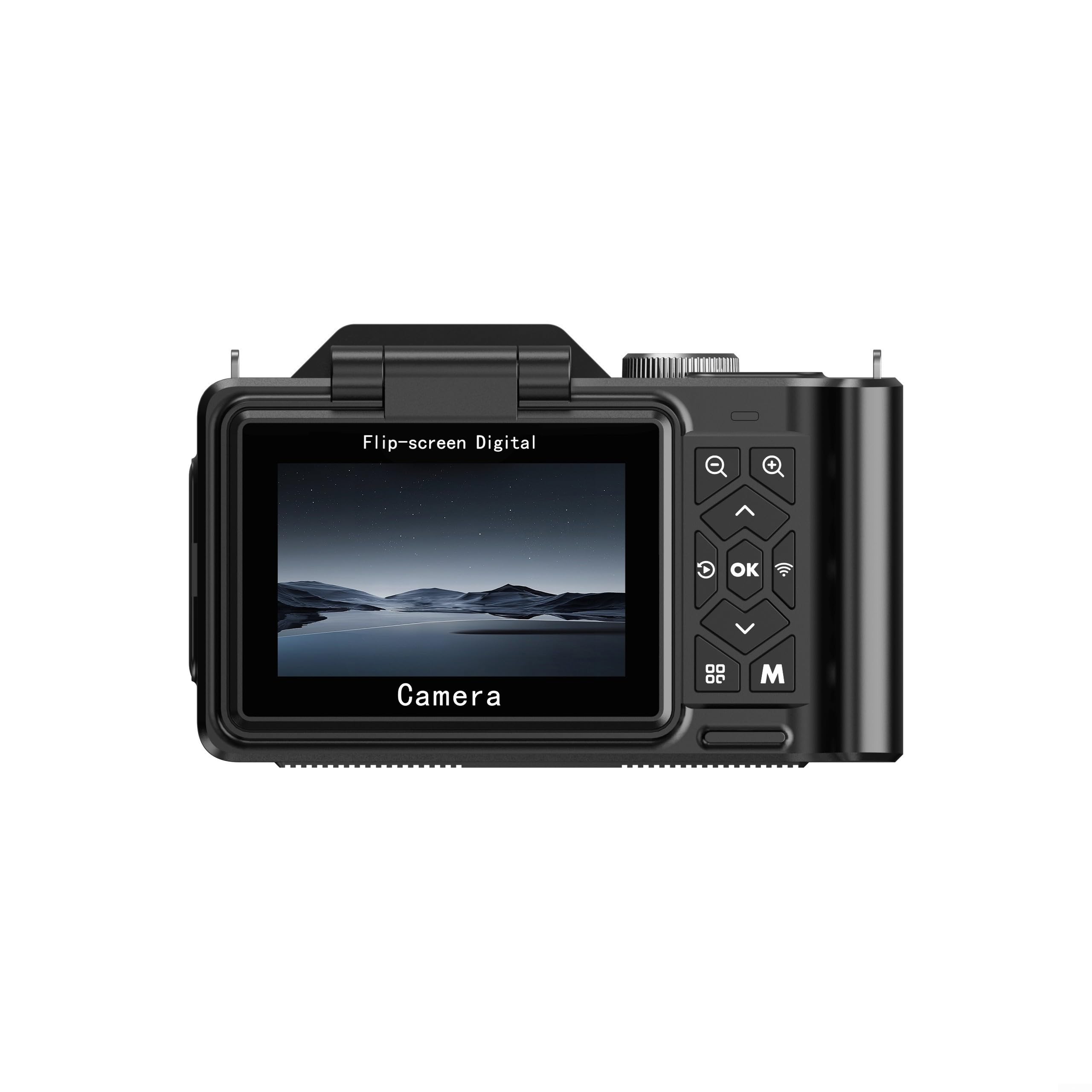Fotocamera digitale 4K con sensore da 64 MP, zoom 18X e schermo flip da 3 pollici, connettività WiFi per vlogging e fotografia, nero (viola)