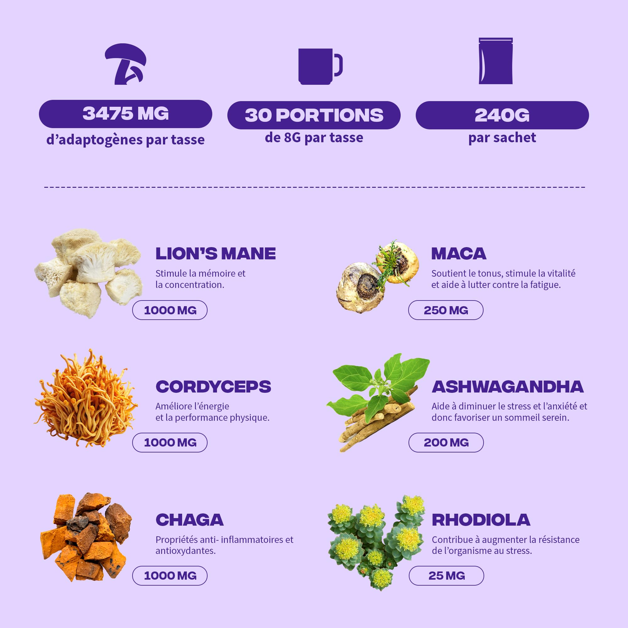 Brainstoorm Mushngo - Súper Café con Hongos Adaptógenos: Lion’s Mane, Cordyceps, Chaga - Vegano - Concentración, Energía, Claridad Mental - 30 tazas de 8g