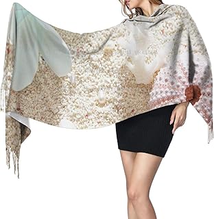 KENDIA Fiore Zen blu con stelle marine sulla spiaggia Sciarpa morbida con scialle Cashmere Sciarpa invernale calda Avvolge Scialli di pashmina