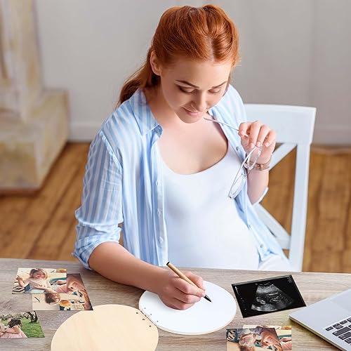 Miniatura 6 de Torribaly Libro de invitados y bolígrafo de madera para baby shower, libro de recuerdos de primer año, libro de recuerdos jornal, libro de inicio de