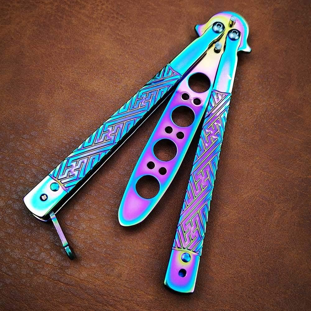 Rainbow Knife Practice for Beginner Training Tool - Colorful Knife Safe Practice Tool - Personal-Defense