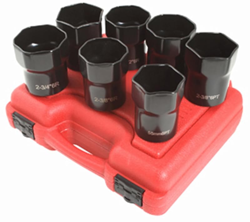 Kit de Soquetes para Porca de Trava do Rolamento de Roda Sunex Tools SUN2847, Encaixe de 12,7 mm (1/2 pol.), 7 peças