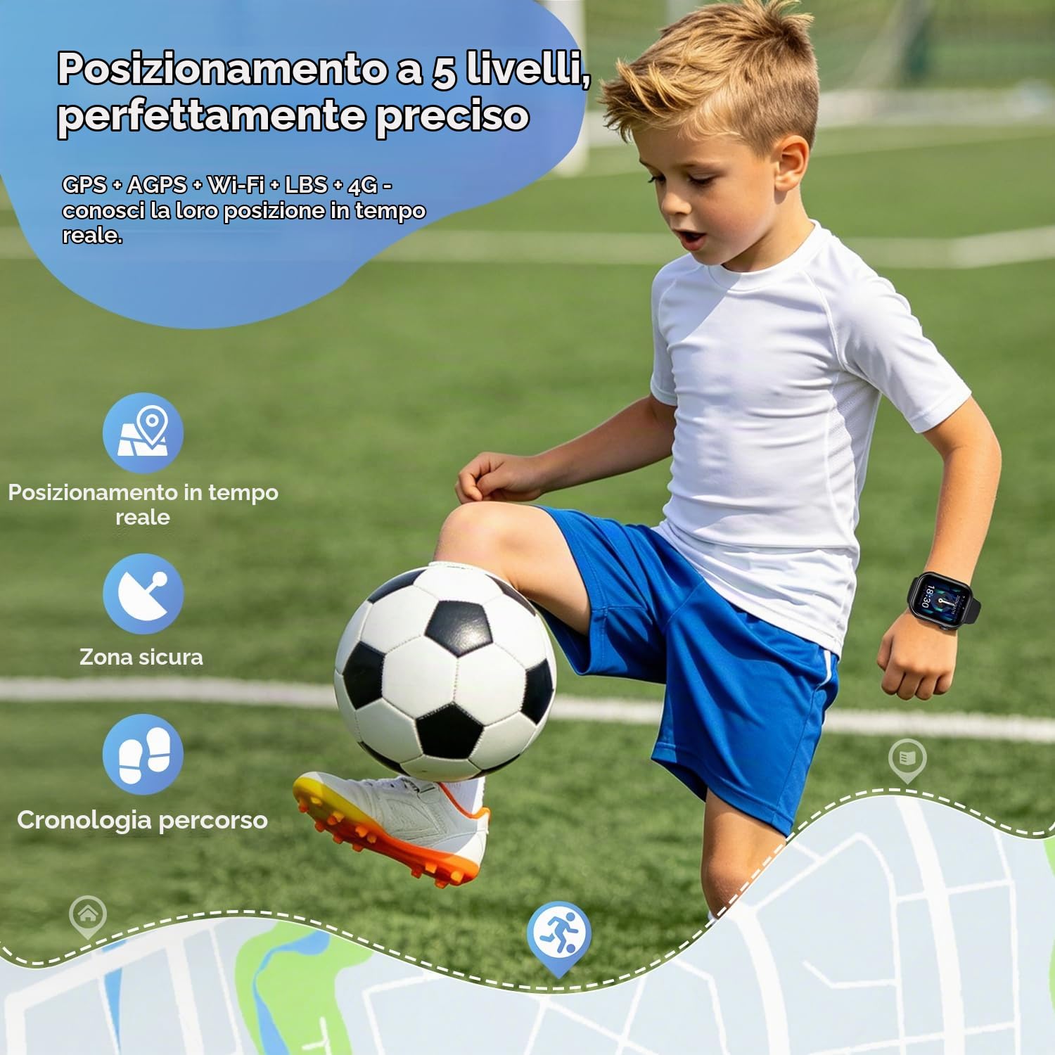 4G Smartwatch Bambini, IP68 Orologio Smartwatch Bambini con GPS, Chiamate, Videochiamate, Chat Vocale, Doppia Fotocamera, SOS, Modalità Scuola, Torcia, Sveglia, Smart Watch per Ragazzi e Ragazze Nero