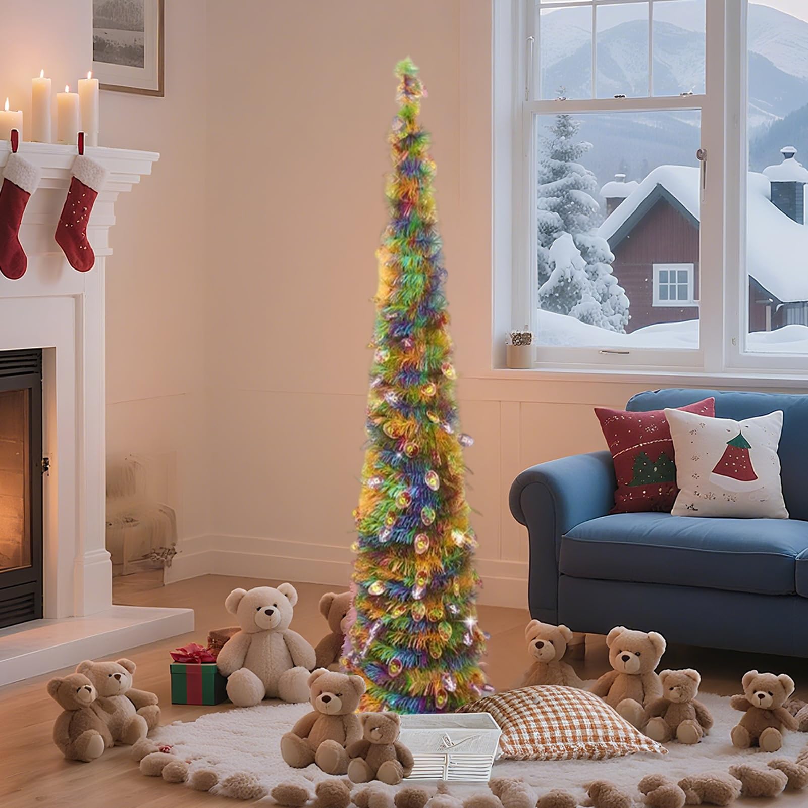 Sapins de Noël artificiels avec lumières Scintillantes 1,5 m Décoration