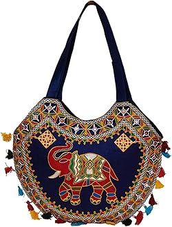 Women's Attractive Rajasthani Hand Crafted & Embroidery Design Handbag Purse Hobo Bag Sling Bag Ethnic Handbag, Multicolor