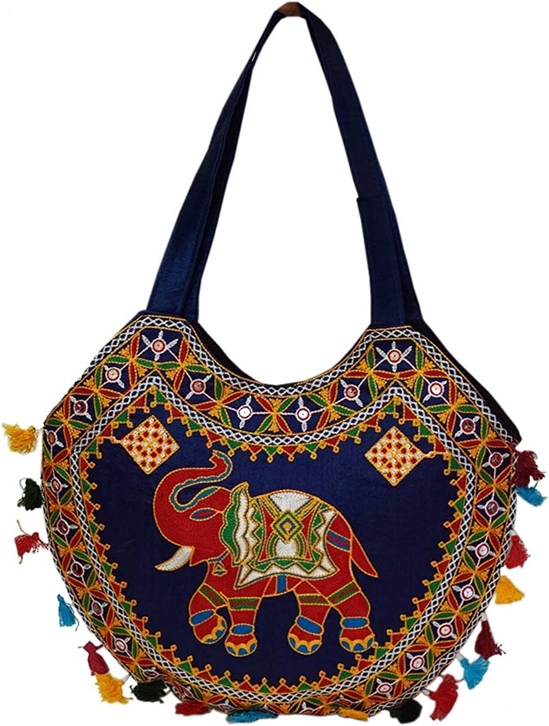 Women's Attractive Rajasthani Hand Crafted & Embroidery Design Handbag Purse Hobo Bag Sling Bag Ethnic Handbag, Multicolor