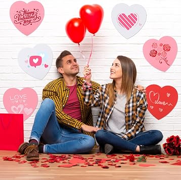 MixTeach 36 Pcs Large Heart Paper Cutouts Valentines Day Paper Cut Out 12 Inch Heart Shape Die Cut for Classroom Bulletin Board Decor Kids Love and Peace School Craft Project(Red, White, Pink)