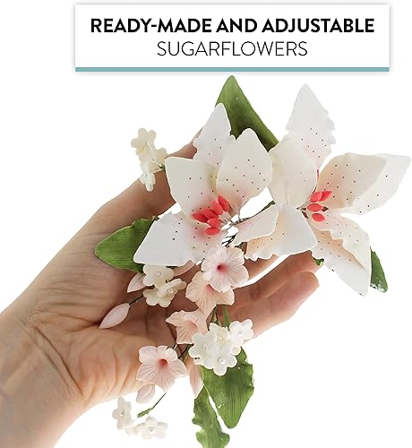 Miniatura 3 de Global Sugar Art Double Rubrum Lily Sugar Cake Flowers - Espray para decoración de tartas, blanco con rosa, 1 unidad por Chef Alan Tetreault