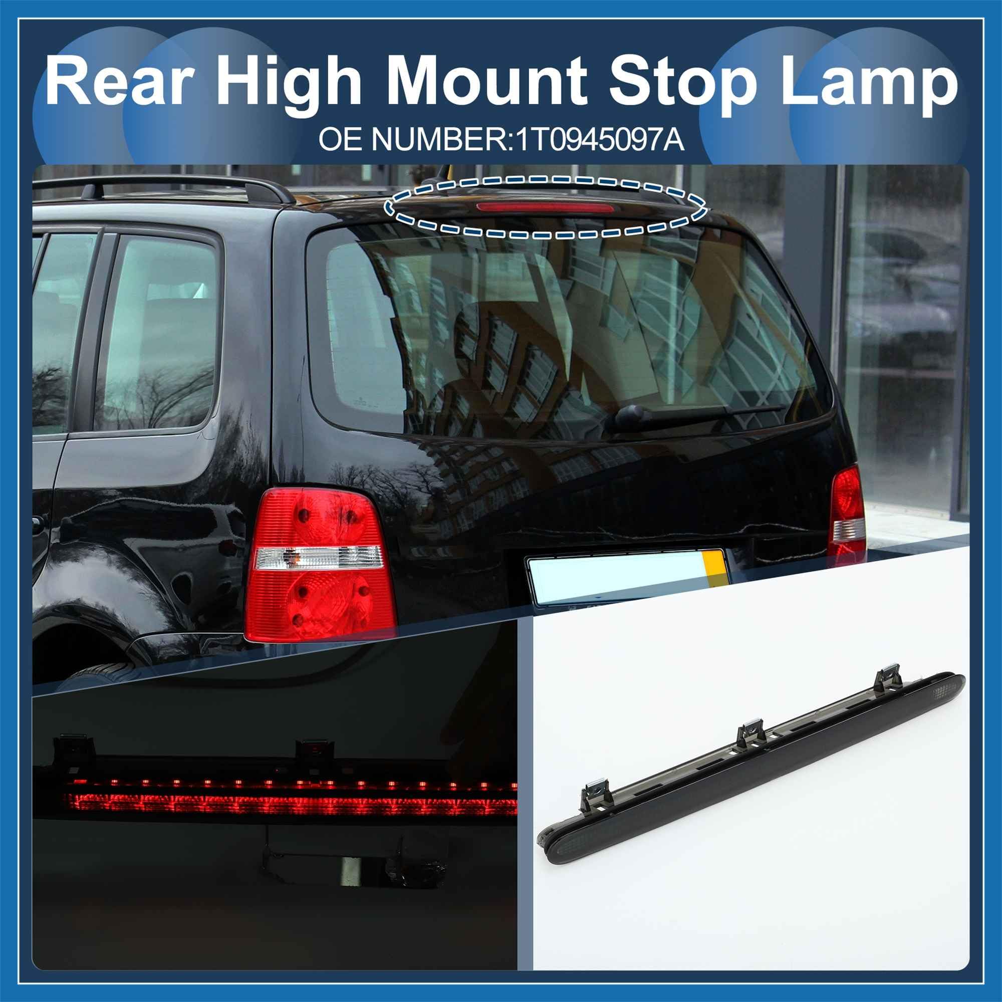 A ABSOPRO Luz De Freno Led De Tercera Luz De Freno Adecuado para VW Touran 1T 2003-2010 Carcasa Negra De Plástico Impermeable 3Ra Lámpara De Freno Reemplazo de artículo