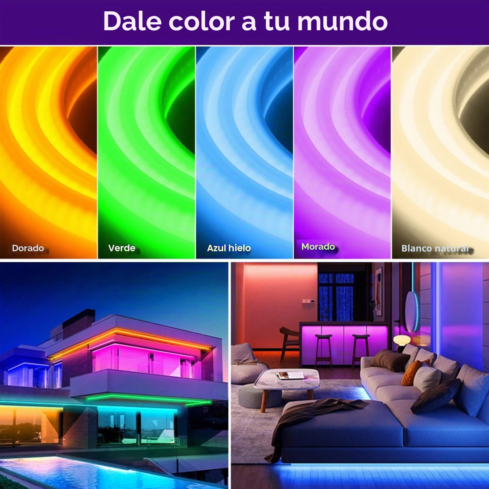 XUNATA 25m LED Neon Flexible 220V, Tira de LED COB con Cable de Alimentación, Alto brillo 288 LEDs/m, Cada Corte de 50 cm, IP65 Impermeable Luz de Cuerda - Blanco Cálido