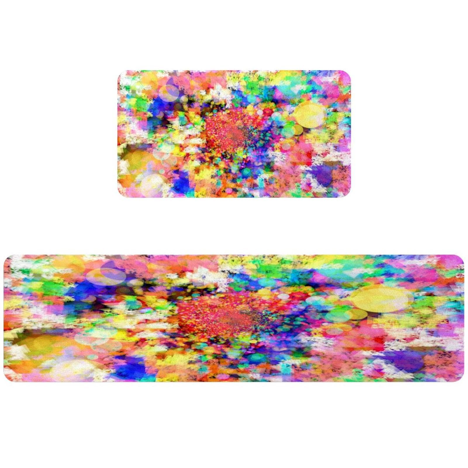 Alfombrillas de cocina antideslizantes juego de 2 alfombras lavables abstractas