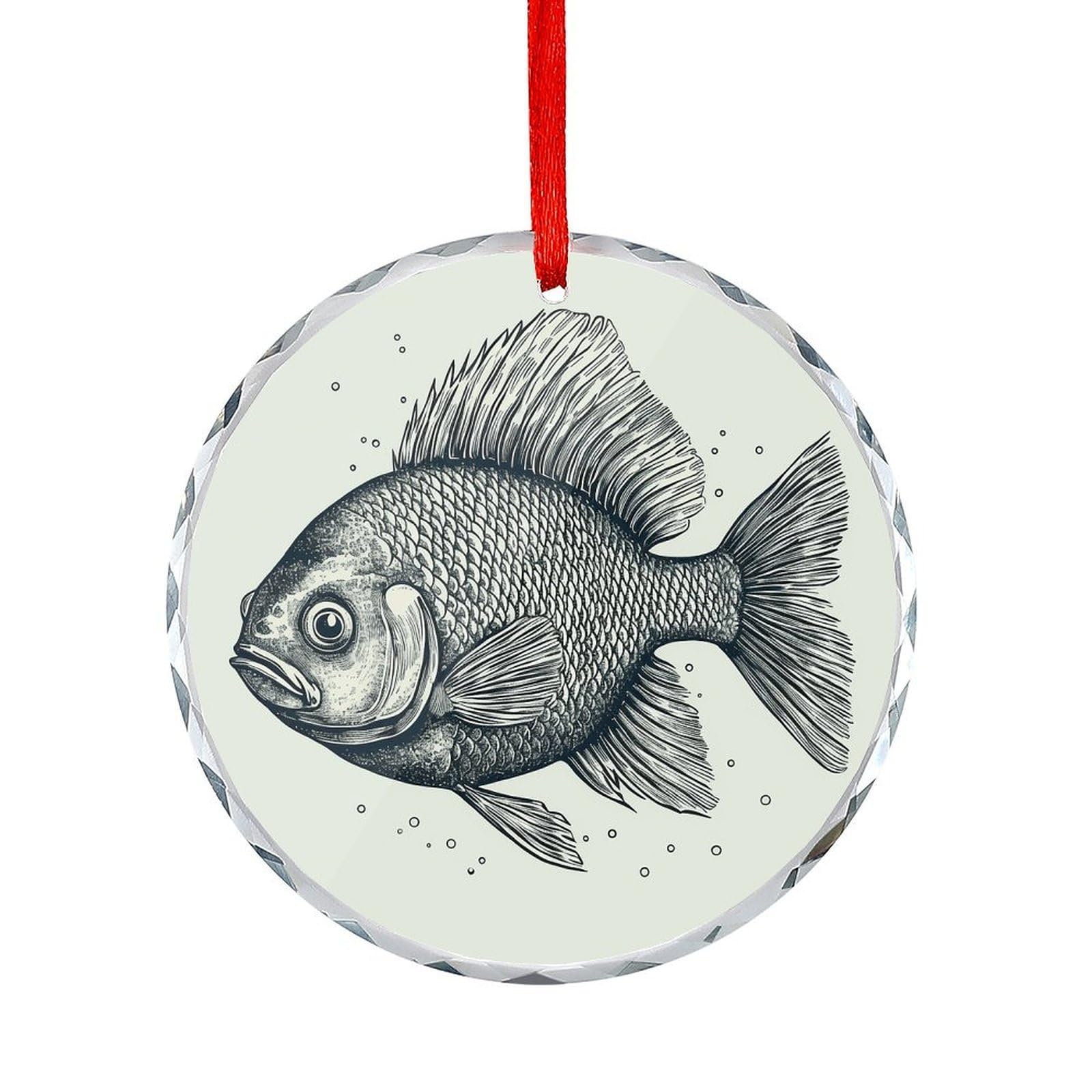 Btcowzrv Style Hand Drawn Small Fish Round Ornament Hanging Pendant Decor