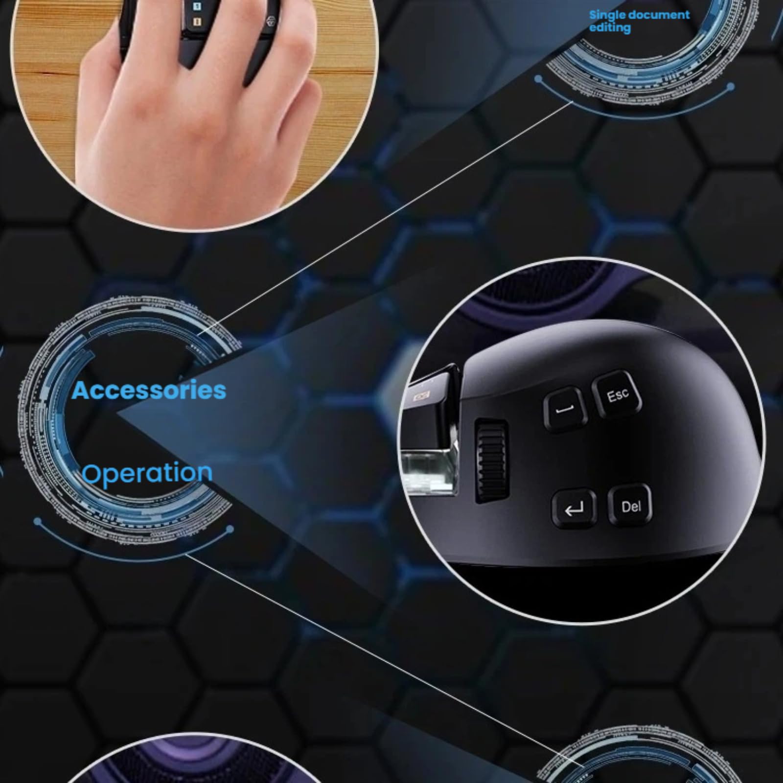 Ratón para juegos con cable de 9 botones programables con interruptores mecánicos intercambiables en caliente, rueda de desplazamiento lateral, retroiluminación RGB, sensor óptico de alta precisión