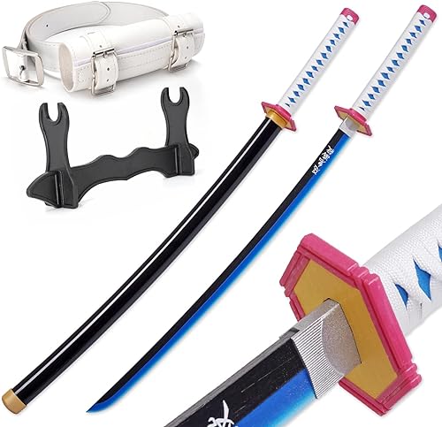 Miniatura 26 de Zisu Demon Slayer - Espada, alrededor de 41 pulgadas, pilares de Hashira y Katana protagonista para uso de cosplay, textura original de anime Negro