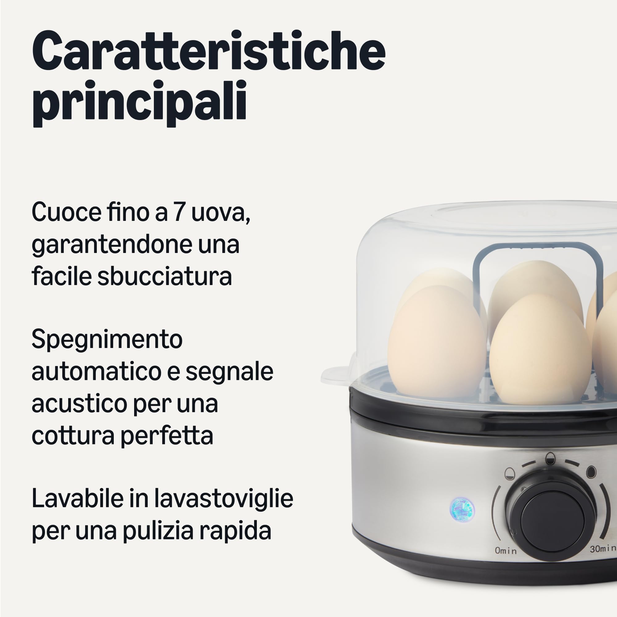 Amazon Basics - Cuociuova elettrico e poacher per uovo in camicia, capacità 7 uova, senza BPA, nero