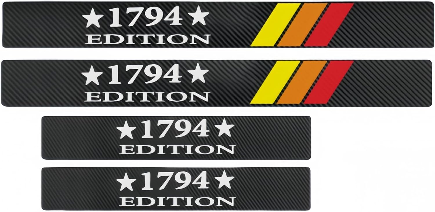 4Pcs Carbon Fiber Leather Car Door Sill Stickers for R - Door Entry Guard & Welcome Pedal Protection Decals (R)
