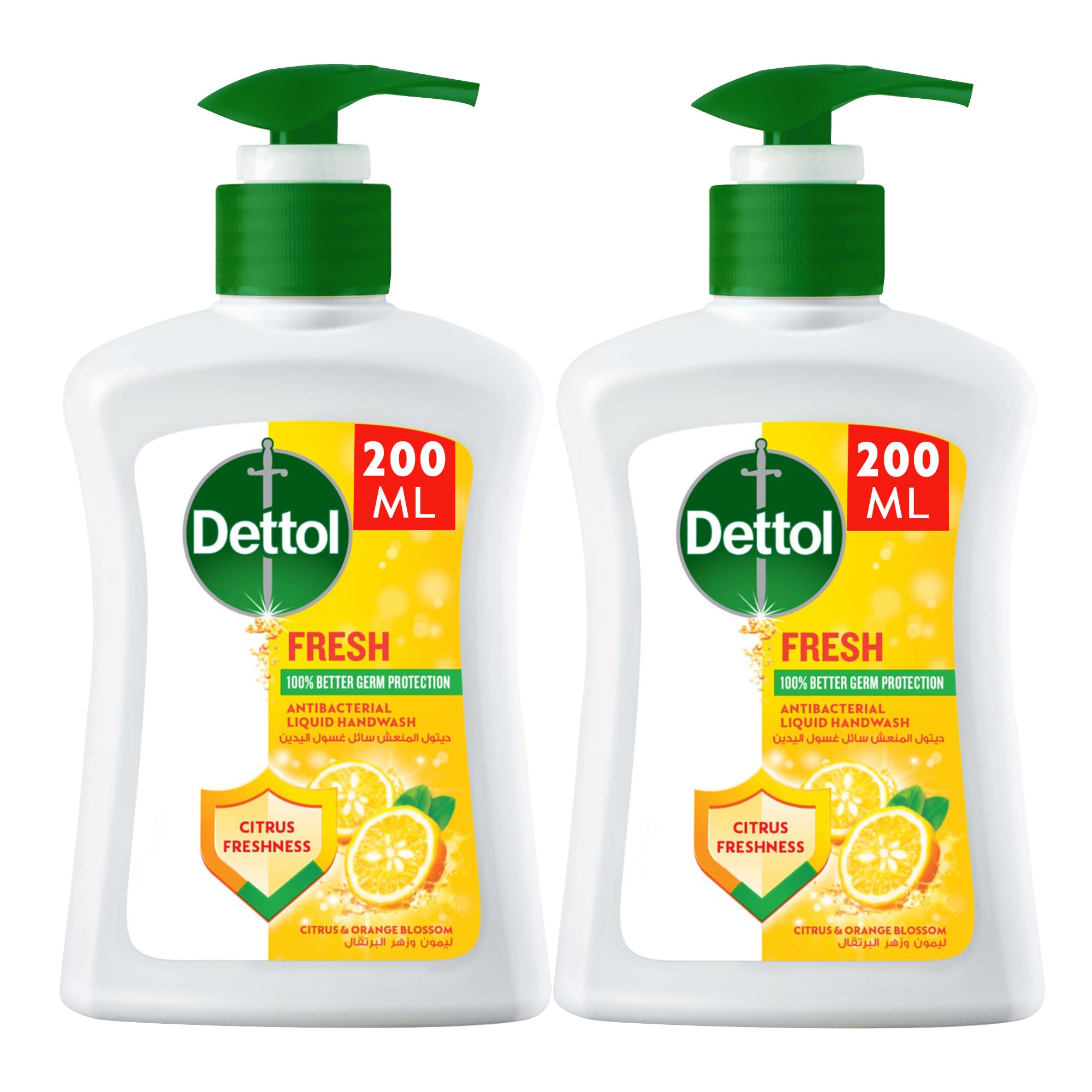 Dettol Fresh Liquid Handwash Pump, Citrus & Orange Blossom, 200ml x 2