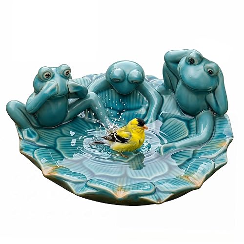 Topadorn Bird Bath, Ceramic Bird Bath with Crackle Glaze, 11.6
