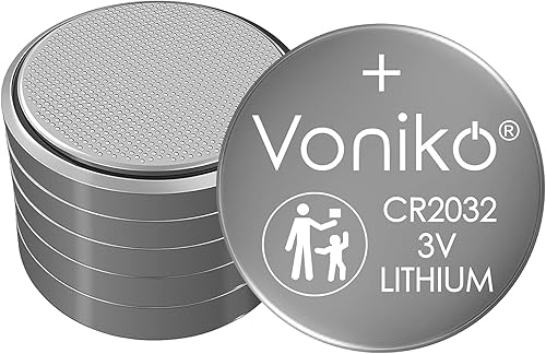 Miniatura 8 de Voniko Batería CR2032 de 3 voltios, paquete de 12 baterías de litio, batería de botón 2032 plana, 7 años de vida útil