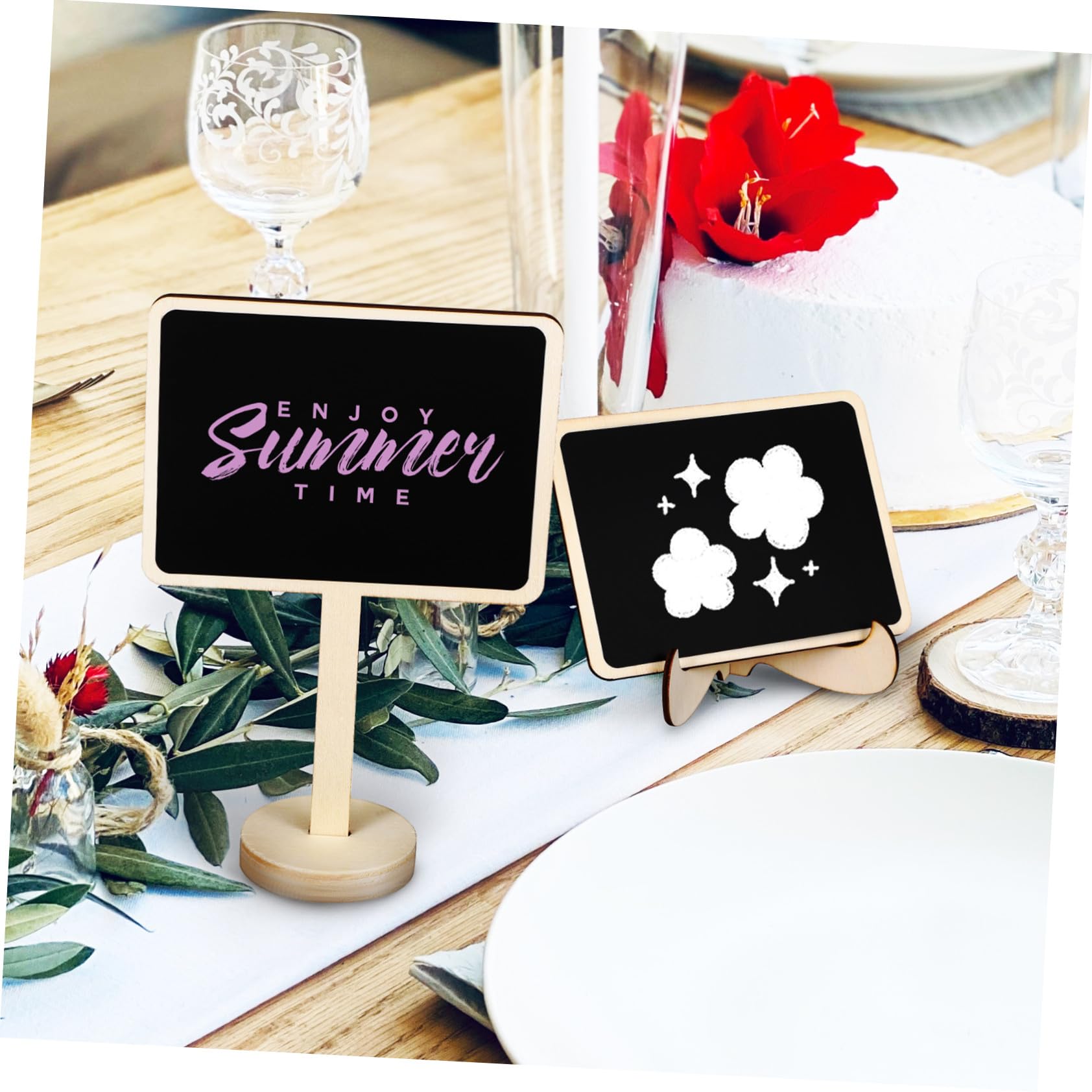 Kreidetafel mit Holzrahmen und Ständer Kleine Schiefertafeln für Buffet Food Labels Hochzeit und Party Langlebig Stabil Vielseitig Einsetzbar Beschreibbar und Zufällige Farbe