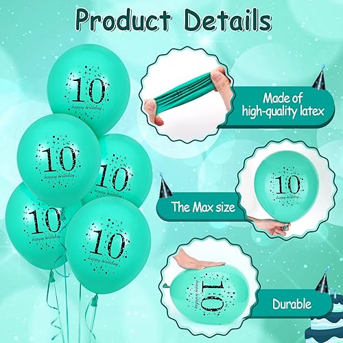 Miniatura 4 de Globos de cumpleaños color verde azulado del número 18, 15 globos de feliz cumpleaños del número 18 para adolescentes, niños y niñas, 18