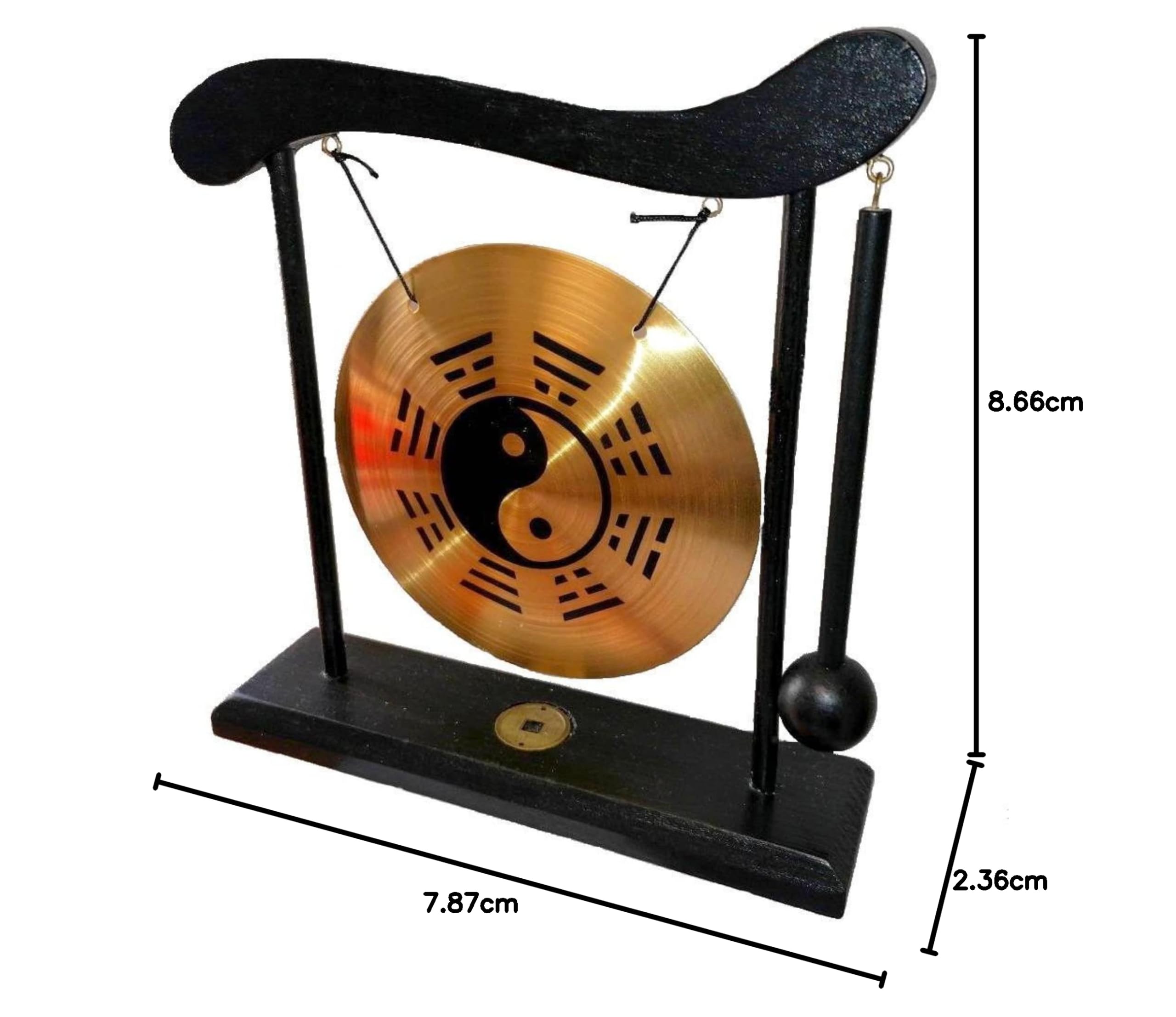 Yin Yang - Gong - Decoración Zen de Madera y Cobre - Objeto Decorativo asiático para Interior, hogar, Oficina, salón, Idea de Regalo de Japón Asia - Tradición asiática