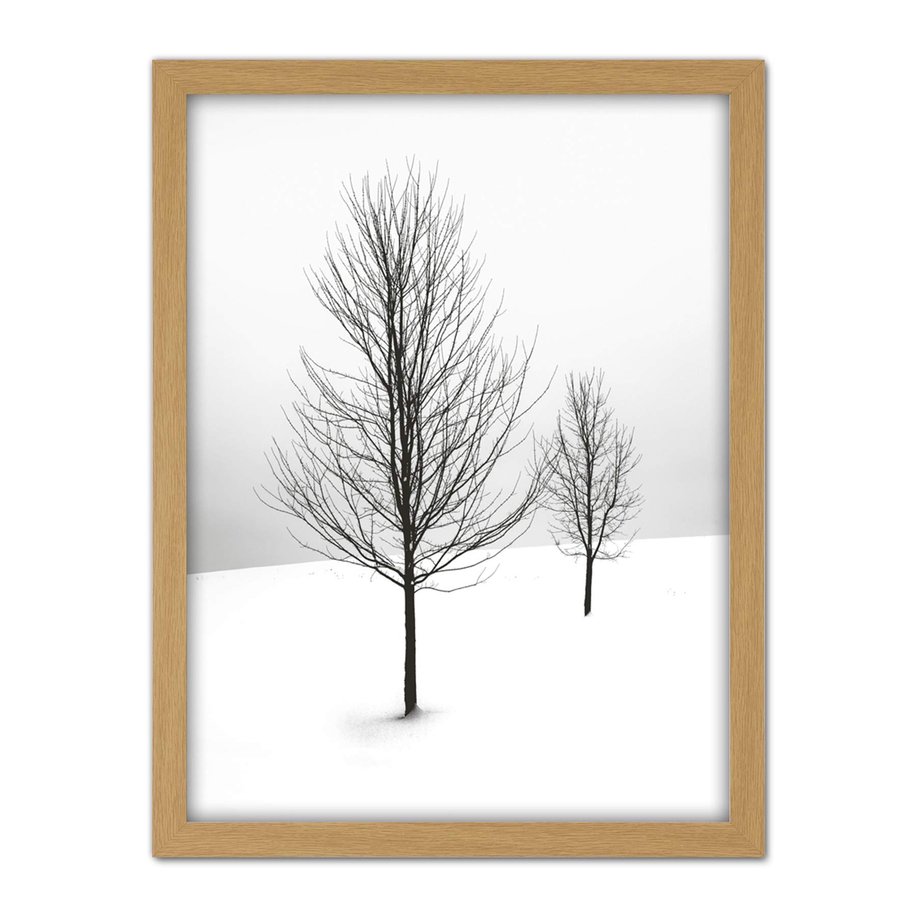 Artery8 Two Silhouette Trees WInter Landscape Photo Artwork Framed Wall Art Print 18X24 Inch