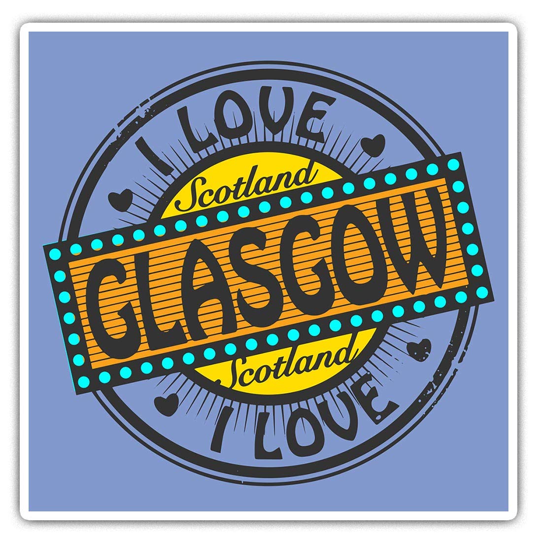 2 x 10cm Square Vinyl Stickers - I Love Glasgow Scotland Travel Decals 4762