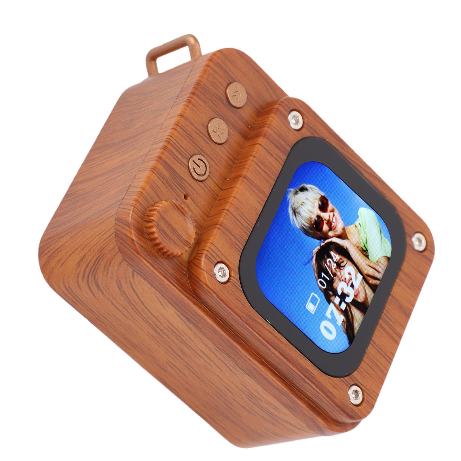 Fockety Casse Bluetooth Portatile con Schermo Touch 2.0, Altoparlante Senza Fili con Album, Sveglia, Timer, Meteo, Termometro, per Casa, Viaggi, Campeggio, Escursioni, Ciclismo (Con scheda di