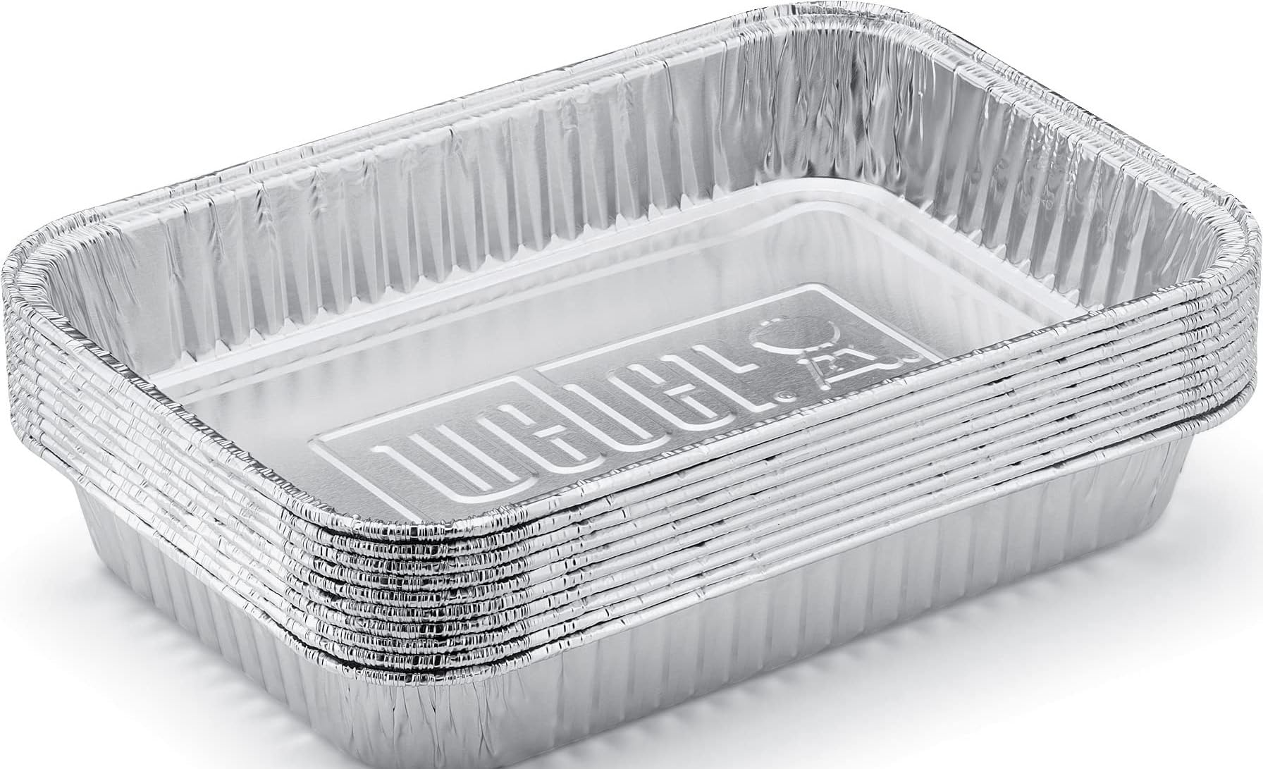 Aluminum Drip Pans, 10‑Pack | Disposable Foil Pans, Ideal for Roasts, Turkeys & Gravy Drippings - Compatible with Weber® Gas Grills - Grill Accessory