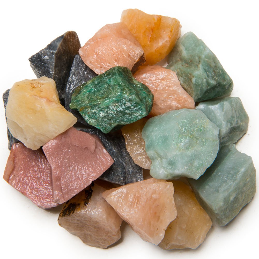 Digging Dolls1 lb Rough Assorted Aventurine - Blue, Yellow, Green, Dark Green, Red, Peach - Raw Natural Crystals, Rocks, Stones for Cabbing, Cutting, Tumbling, Polishing, Wire Wrapping, Reiki