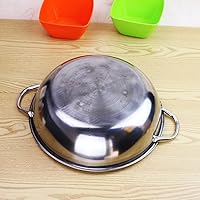 Vista 4 de Olla caliente echada a un lado doble de Shabu Shabu Shabu de acero inoxidable con divisor incluye cuchara de olla