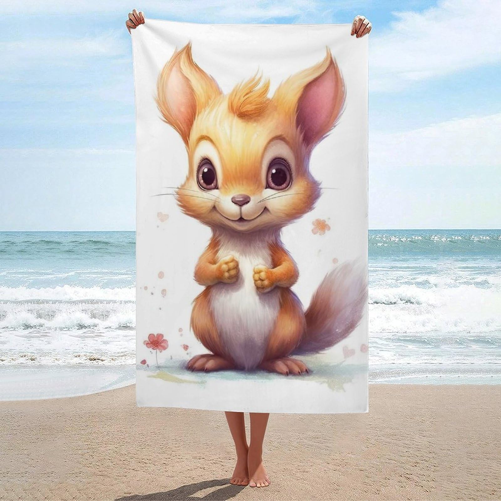Serviette de plage aquarelle écureuil pour la piscine et les vacances