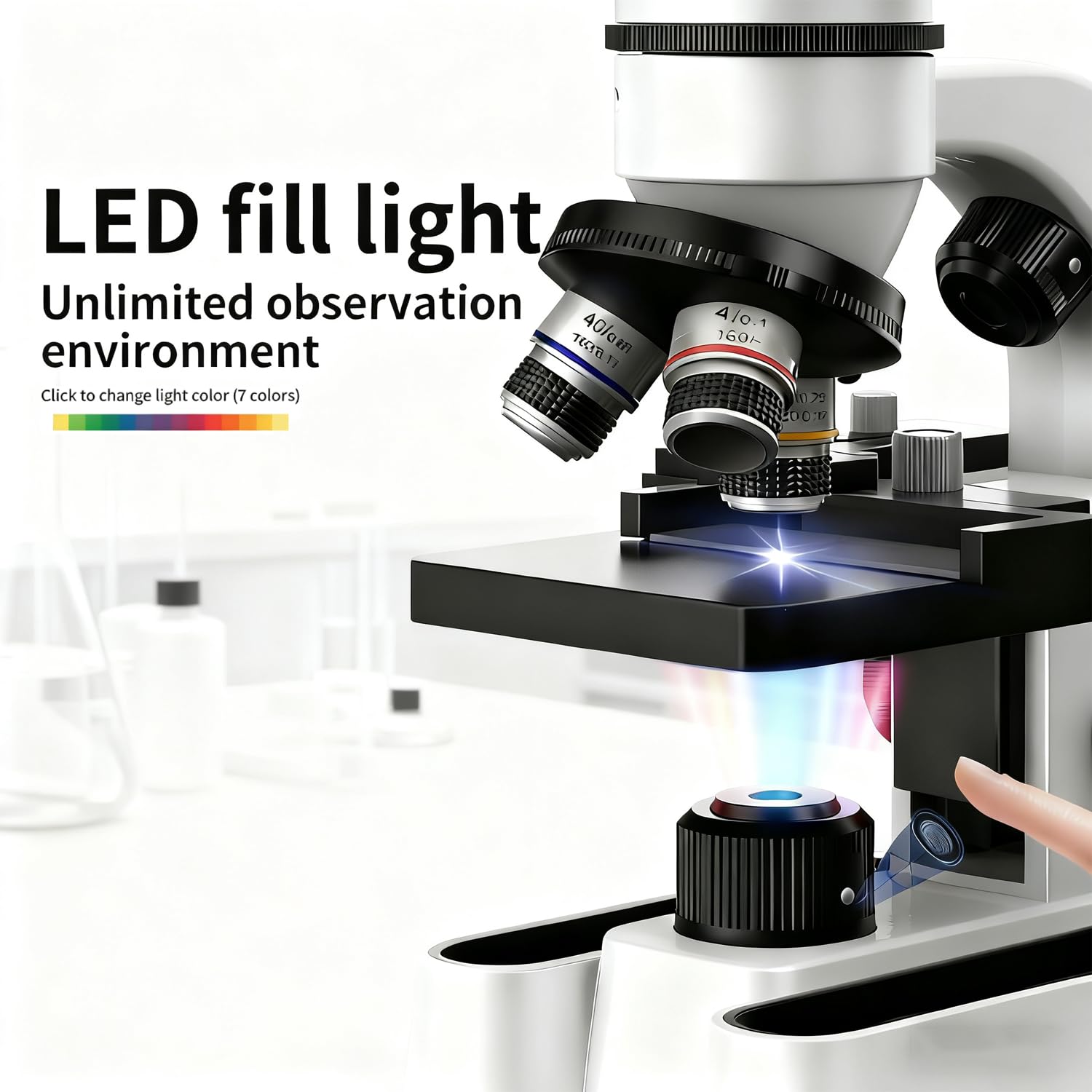 Microscopio Portatile, Microscopio Professionale Binoculare HD con Ingrandimento 40x-1600x, per Studenti e Laboratori, Ideale per Educazione Biologica e Osservazione Precis
