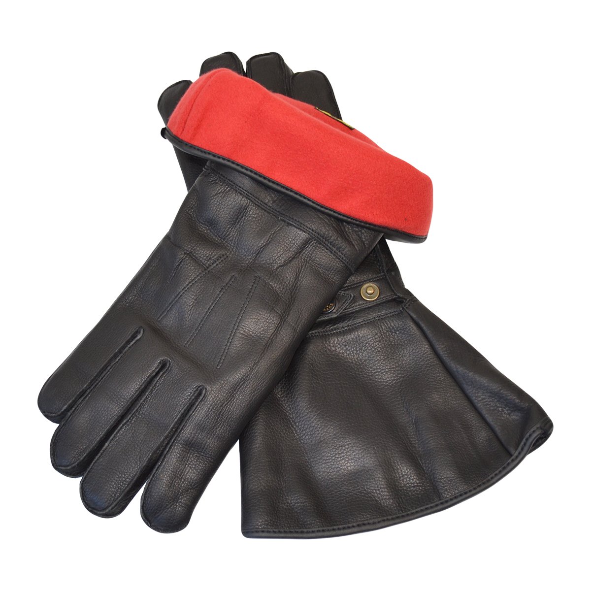 Goldtop Fleece Forrado de Cuero Negro Guantes de la Motocicleta del Jinete de Despacho guanteletes y Aviador de Pilotos (S - 8 "a 8,5")