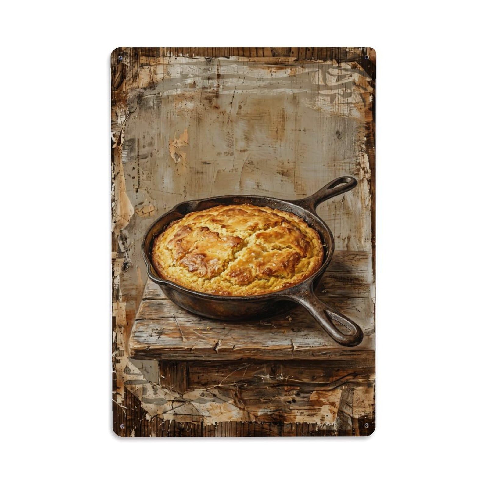 Fqnyr Style Country Dining Table Cornbread Countryside Home Metal Tin Sign Plaque Wall Decor For Cafe, Club Bar, Office, Home Garden Metal Poster 8X12inch