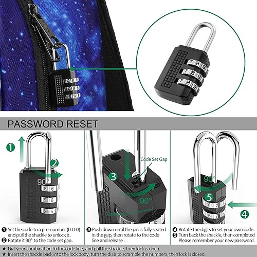 Miniatura 6 de Mancro Mochila para laptop, color galaxia, unisex, duradera y ligera, diseño de puerto USB, bolsillo organizado, cómoda y resistente