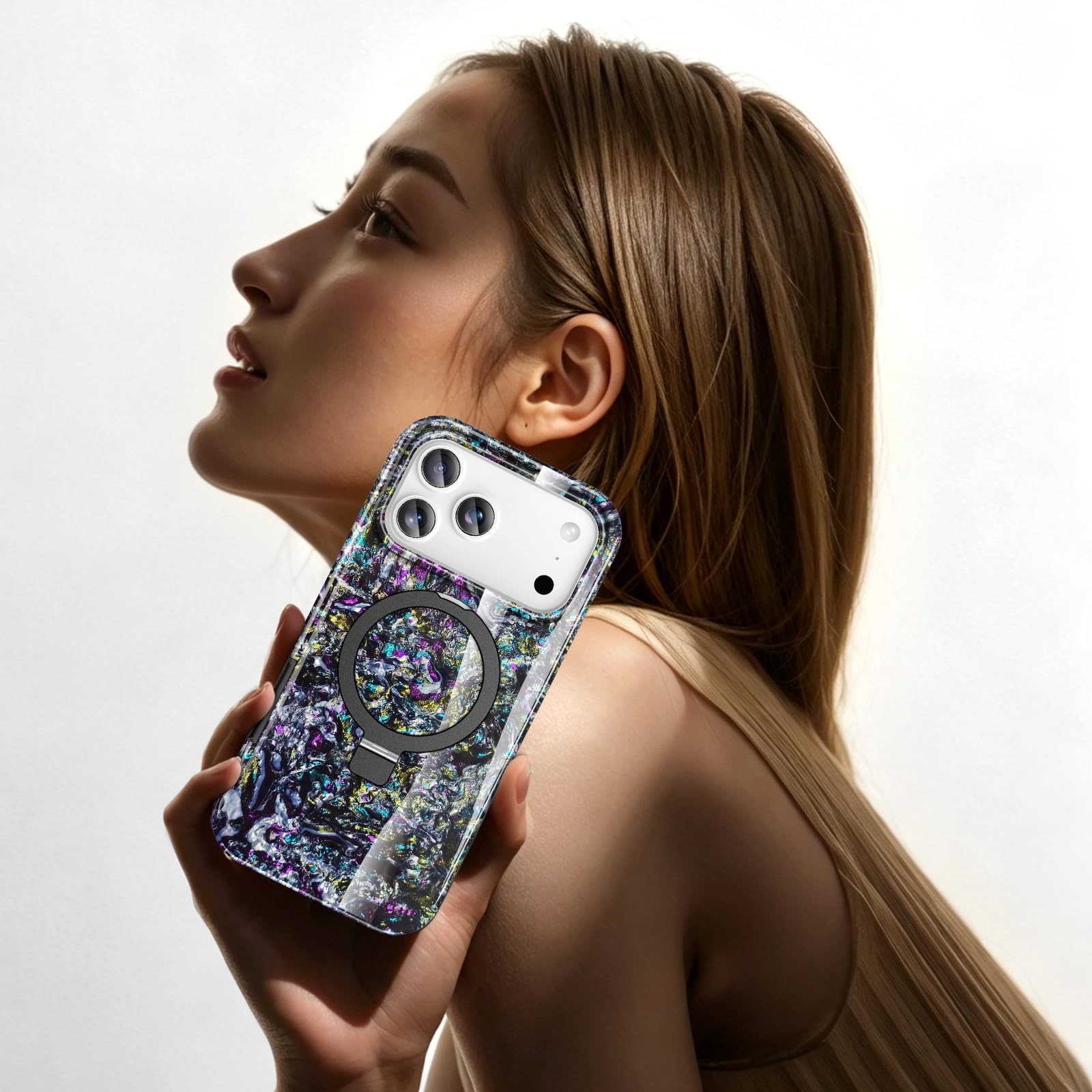 ZHK Custodia per iPhone 17 Pro con supporto magnetico invisibile, nero