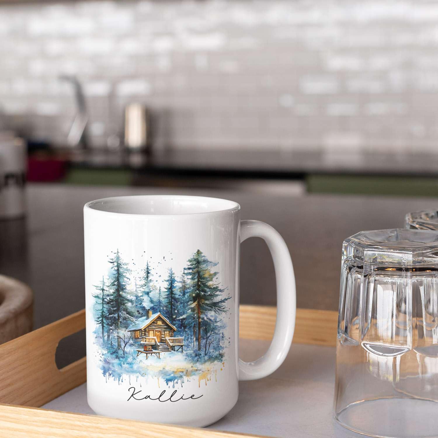 Custom Arctic Landscape Coffee Mug - Personalized Name With Polar Bear & Northern Lights, 11oz Or 15oz Ceramic, Gift For Her - View #8