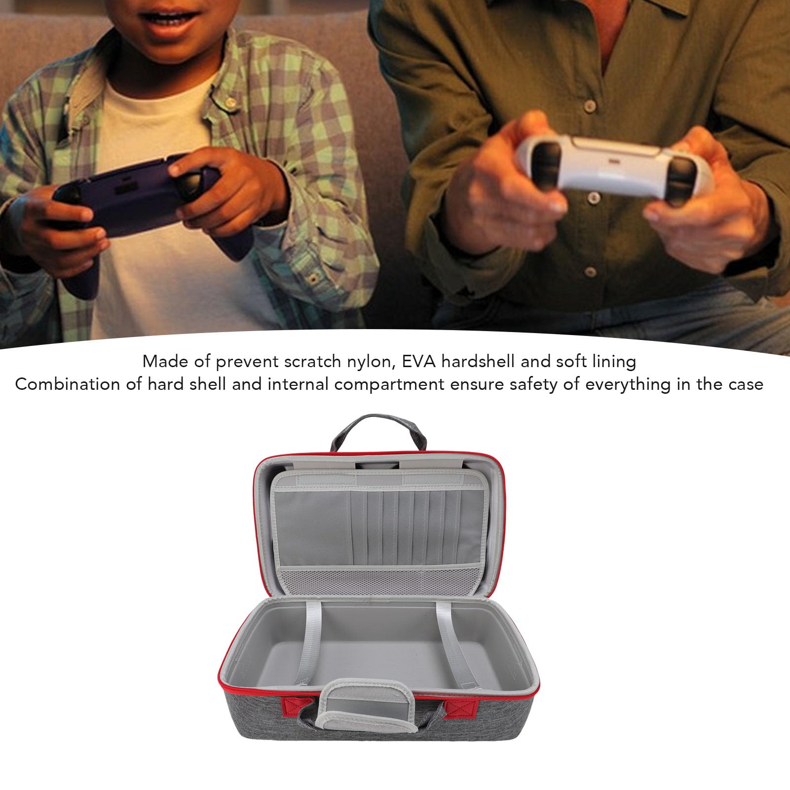 Case de Transporte de Carcasa Dura de Consola de Juegos para Consola Delgada, Controlador, Auriculares, Soporte Vertical, Fuente de Alimentación, Bolsa Protectora a Prueba de