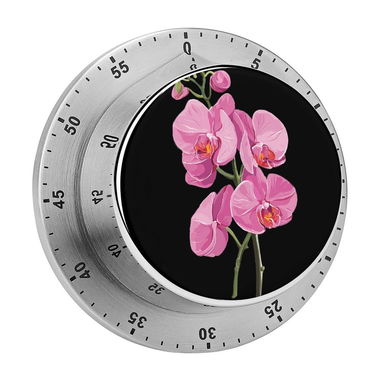 Orchid Flowers Mechanical Timer with Alarm for Kitchen Cooking Productivity Stainless Steel Timers