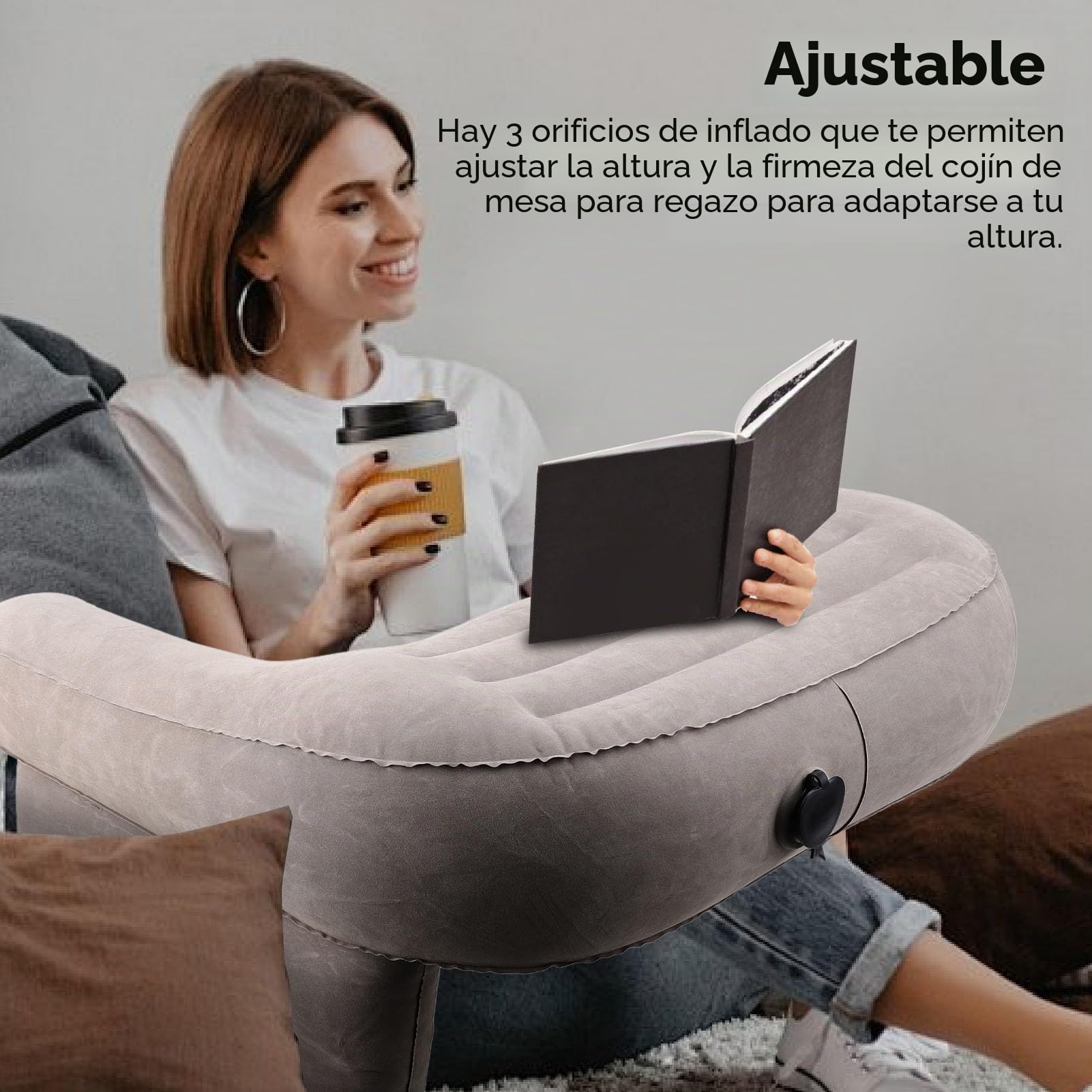 Almohada de Lectura para Juegos, Cojín de Escritorio Portátil de Aire Suave para Adultos, Almohada de Lectura de Mesa de Cama Inflable Extra Grande, Cojín para Reposabrazos