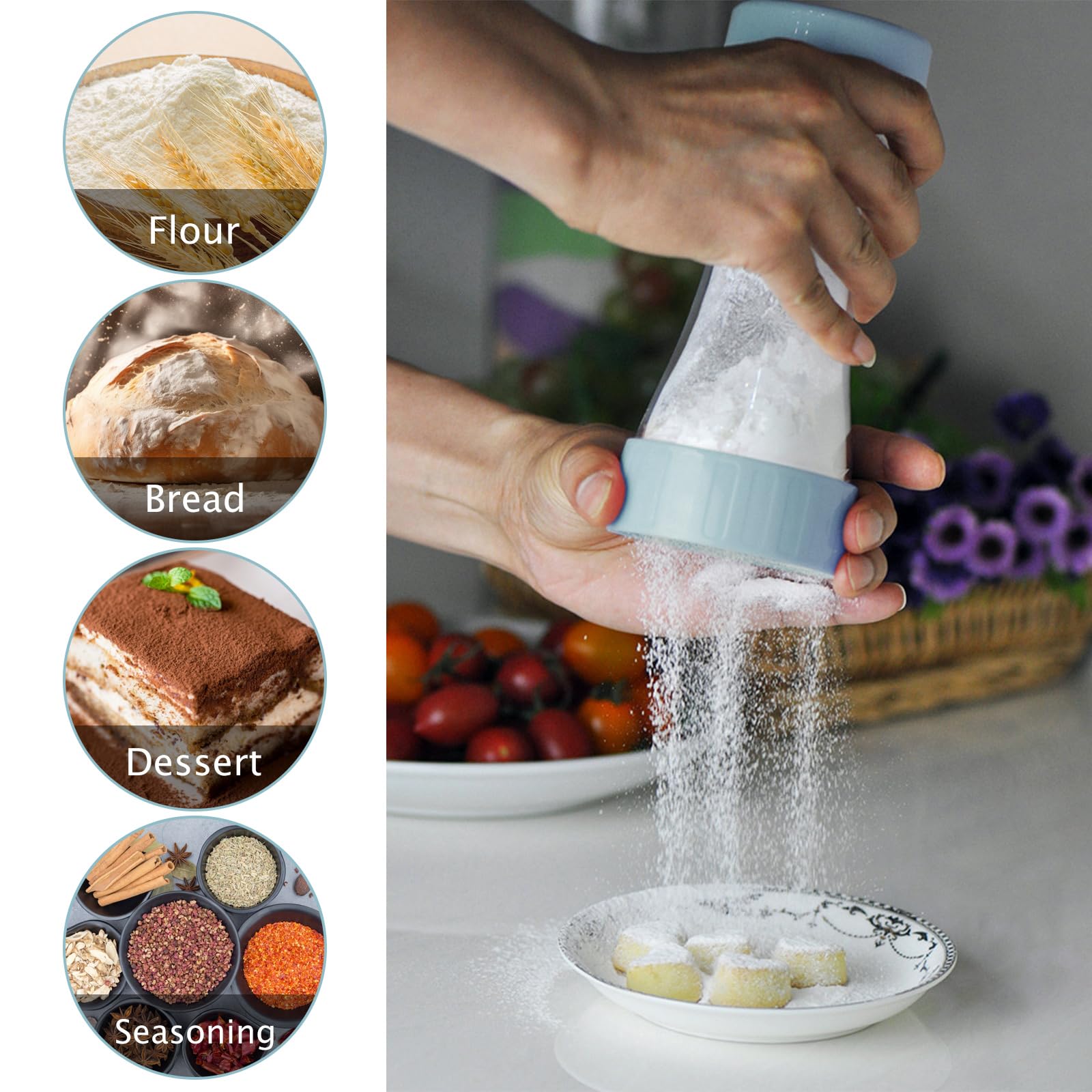 304 in acciaio inox farina setaccio in polvere Shaker cioccolato Motcha glassa z