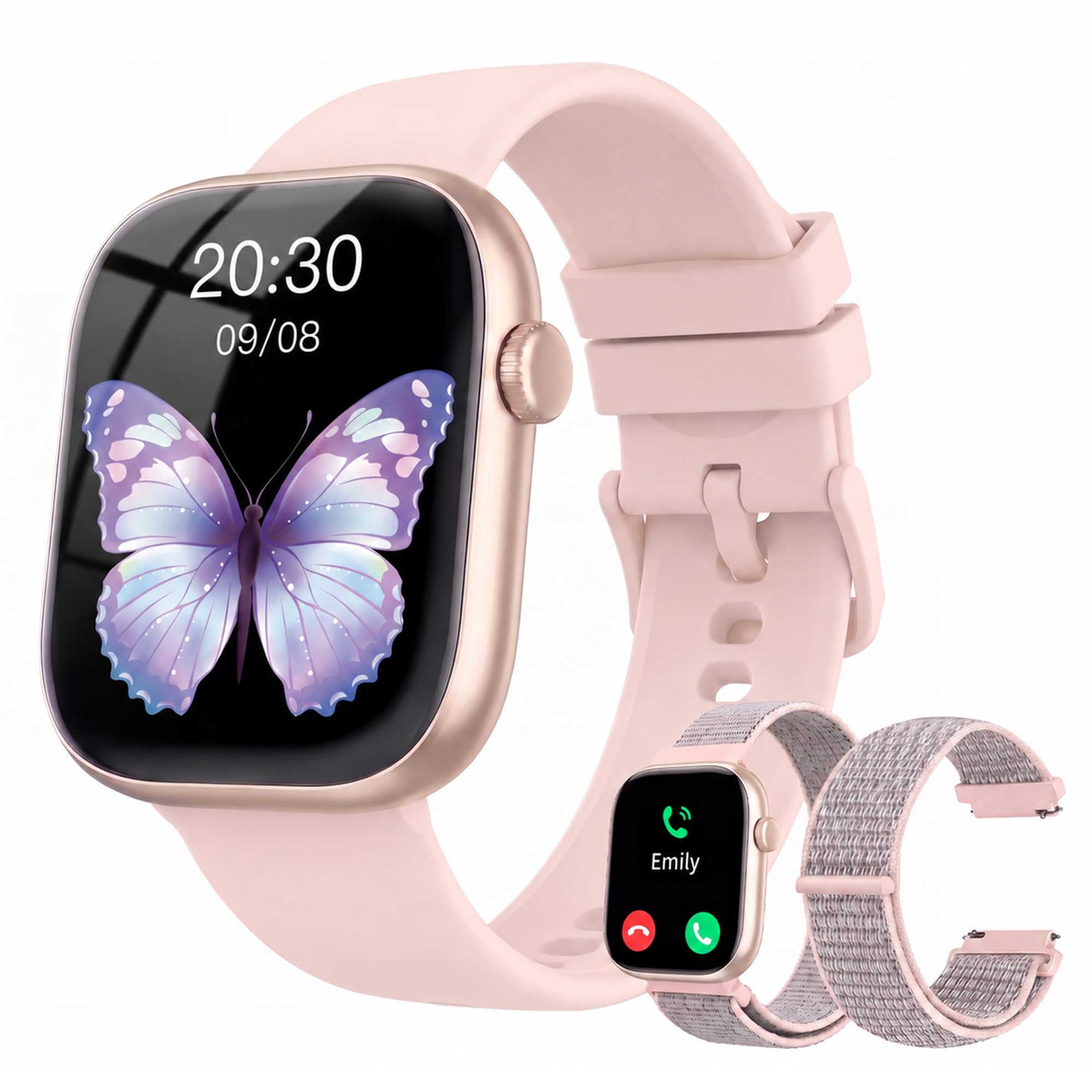 Smart Watch for Women, Bluetooth Answer/Make Calls, 1.83"HD Screen, 2 Bands