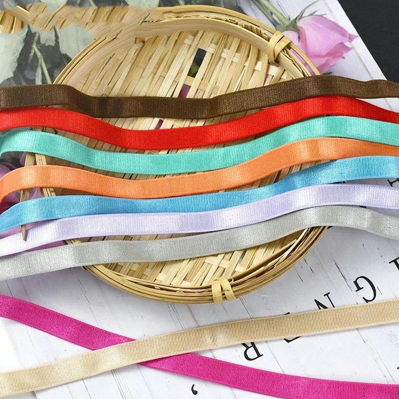 Elastyczna taśma nylonowa, 10mm Nylon Elastic Bands for Underwear Bra Straps Multicolor 10-50 Meters(Pink 10mm,50Meters)